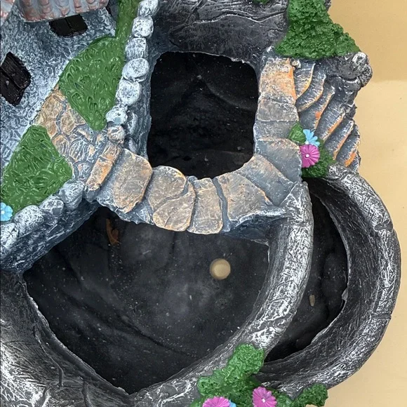 Grey Tiered Cottage Fountain Planter with Purple & Blue Flower Accents - Picture 2 of 5